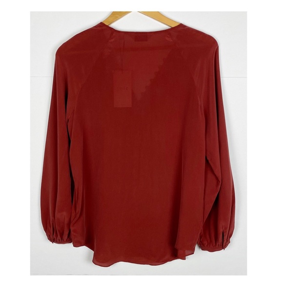 Joie Shariana Long Sleeve Silk Top Russet Brown Size Small - Picture 4 of 9